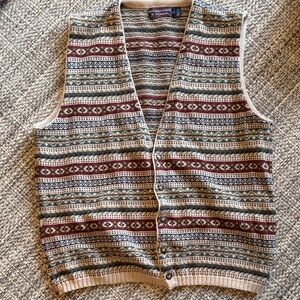 Eclectic Grandpa Roundtree & Yorke Multicolor 100% Cotton Woven Knit Sweater